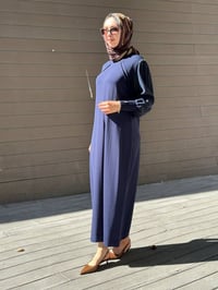 Miss Dalida 3264009 Lacivert Önü Ajurlu Bisiklet Yaka Uzun Elbise