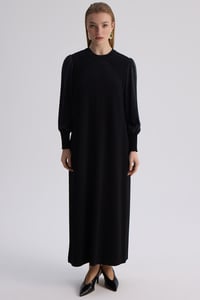 Miss Dalida 3264009 Siyah Önü Ajurlu Bisiklet Yaka Uzun Elbise