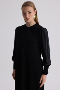 Miss Dalida 3264009 Siyah Önü Ajurlu Bisiklet Yaka Uzun Elbise