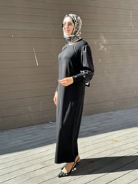 Miss Dalida 3264009 Siyah Önü Ajurlu Bisiklet Yaka Uzun Elbise