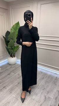 Miss Dalida 3264010 Siyah Bekletme Detaylı Dik Yaka Uzun Elbise