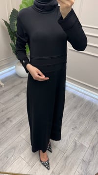 Miss Dalida 3264010 Siyah Bekletme Detaylı Dik Yaka Uzun Elbise