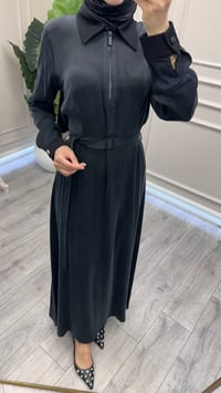 Miss Dalida 3264801 Siyah Cep Kapaklı Gömlek Yaka Uzun Elbise