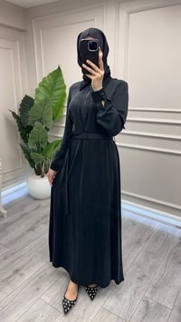 Miss Dalida 3264801 Siyah Cep Kapaklı Gömlek Yaka Uzun Elbise