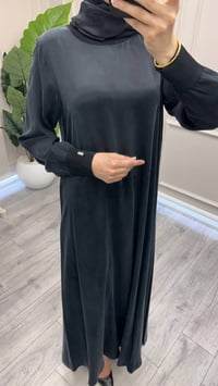 Miss Dalida 3264803 Siyah A Kesim Bisiklet Yaka Uzun Elbise