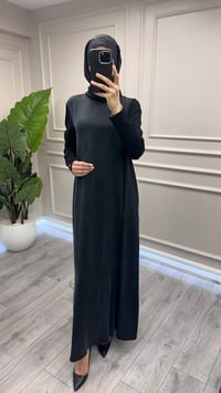 Miss Dalida 3264803 Siyah A Kesim Bisiklet Yaka Uzun Elbise