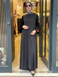 Miss Dalida 3264804 Siyah Kolları Triko Uzun Elbise