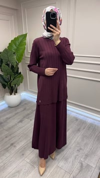 Miss Dalida 3266003 Bordo Kalın Fitilli Beli Lastikli Tunik