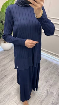 Miss Dalida 3266003 Lacivert Kalın Fitilli Beli Lastikli Tunik