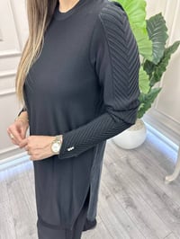 Miss Dalida 3266006 Siyah Balıksırtı Detaylı Triko Tunik