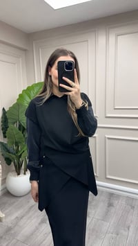 Miss Dalida 3266007 Metal Düğme Detaylı Siyah Asimetrik Tunik