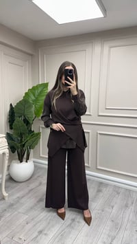 Miss Dalida 3266007 Metal Düğme Detaylı Kahve Asimetrik Tunik