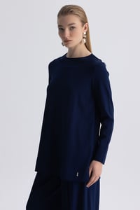 Miss Dalida 3266009 Lacivert Yuvarlak Yaka Basic Tunik