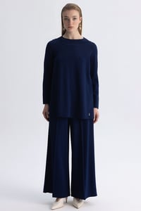 Miss Dalida 3266009 Lacivert Yuvarlak Yaka Basic Tunik
