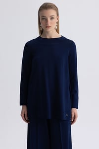 Miss Dalida 3266009 Lacivert Yuvarlak Yaka Basic Tunik