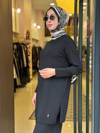 Miss Dalida 3266009 Siyah Yuvarlak Yaka Basic Tunik