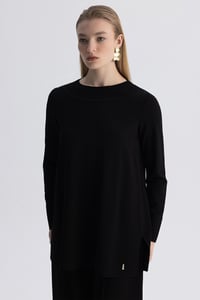 Miss Dalida 3266009 Siyah Yuvarlak Yaka Basic Tunik