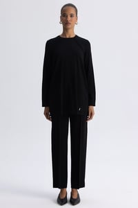Miss Dalida 3267000 Siyah Dar Paça Basic Triko Pantolon