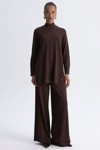 Miss Dalida 3267001 Kahve Bol Paça Basic Triko Pantolon
