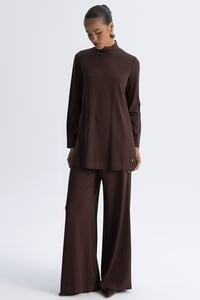 Miss Dalida 3267001 Kahve Bol Paça Basic Triko Pantolon