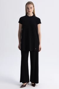 Miss Dalida 3267001 Siyah Bol Paça Basic Triko Pantolon