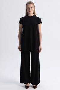 Miss Dalida 3267001 Siyah Bol Paça Basic Triko Pantolon