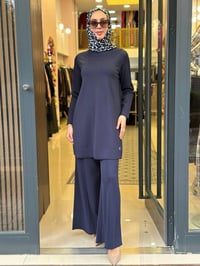 Miss Dalida 3267009 Lacivert Önü Fitilli Bol Paça Triko Pantolon