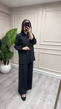 Miss Dalida 3267251 Siyah Geniş Paça Denim Pantolon