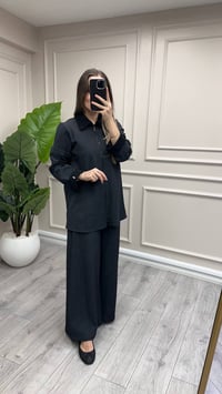 Miss Dalida 3267251 Siyah Geniş Paça Denim Pantolon