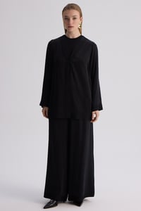Miss Dalida 3267801 Siyah Geniş Paça Klasik Pantolon