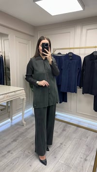 Miss Dalida 3267802 Haki Bol Paça Klasik Cupro Pantolon