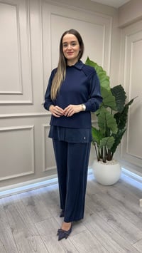 Miss Dalida 3267802 Lacivert Bol Paça Klasik Cupro Pantolon