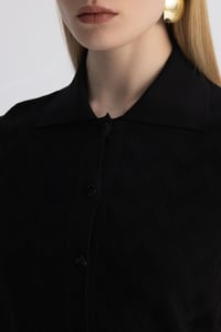 Miss Dalida 3268002 Siyah Zigzag Desenli Triko Ceket