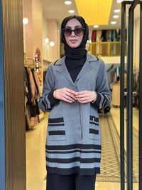 Miss Dalida 3268102 Siyah Kontrast Renkli Uzun Touch Me Ceket Siyah