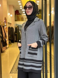 Miss Dalida 3268102 Siyah Kontrast Renkli Uzun Touch Me Ceket Siyah
