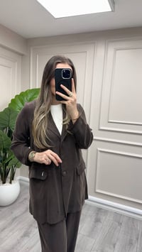 Miss Dalida 3268801 Modern Siluetli Kakao Blazer Ceket