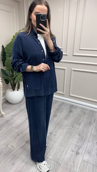 Miss Dalida 3268802 Yüksek Yaka Cepli Lacivert Minimal Ceket