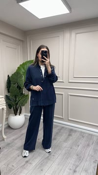 Miss Dalida 3268802 Yüksek Yaka Cepli Lacivert Minimal Ceket