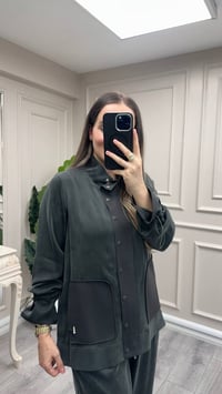Miss Dalida 3268802 Yüksek Yaka Cepli Haki Minimal Ceket