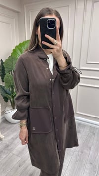 Miss Dalida 3268804 Büzgü Kol Detaylı Kakao Uzun Ceket