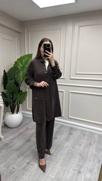 Miss Dalida 3268804 Büzgü Kol Detaylı Kakao Uzun Ceket