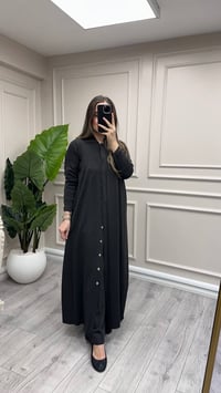 Miss Dalida 3269026 Gömlek Yaka Fitilli Siyah Uzun Hırka
