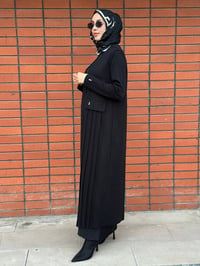 Miss Dalida 4261003 Siyah Plise Detaylı Temiz Kesim Triko Yelek