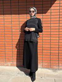 Miss Dalida 4262020 Siyah Temiz Bitişli Düz Renk Kloş Etek