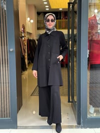 Miss Dalida 4267008 Siyah Temiz Bitişli Bol Paça Triko Pantolon
