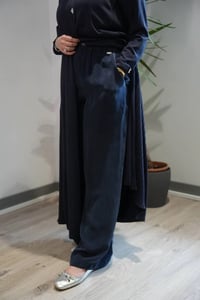 Miss Dalida T26Y-7003 Lacivert Bol Paça Basic Cupro Pantolon