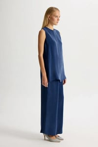 Miss Dalida T26Y-7003 Mavi Bol Paça Basic Cupro Pantolon