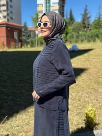 Miss Dalida T26Y-8212 Lacivert Fermuarlı Şık Cupro Ceket