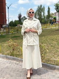 Miss Dalida T26Y8208 Ekru Kargo Cepli Denim Ceket