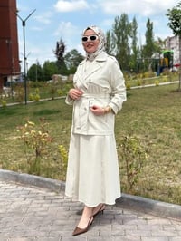 Miss Dalida T26Y8208 Ekru Kargo Cepli Denim Ceket